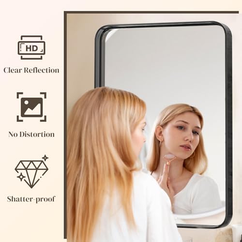 Bed Bath Beyond Glass Mirror 40x30 Inch Matte Black Frame