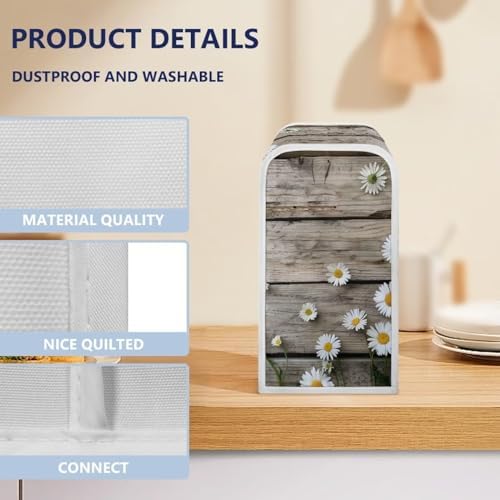 Fuojuvelie Small Kitchen Appliance Cover Wood Daisy Dust Protector