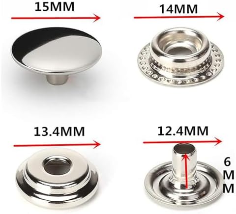 120 pcs Stainless Steel 15mm Snap Fasteners Kit for Fabric and Jeans
