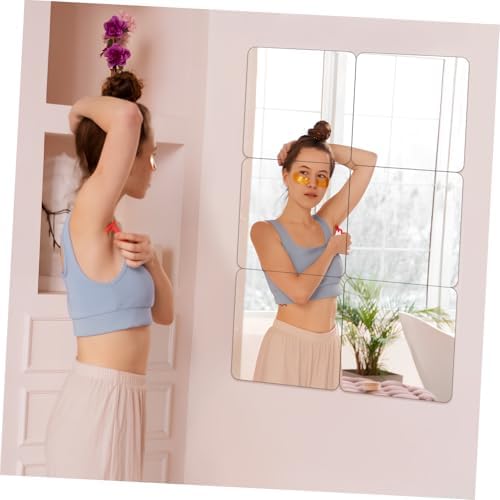 Mobestech 4 Pack Self-Adhesive Vanity Mirror Tiles Black 20x20cm