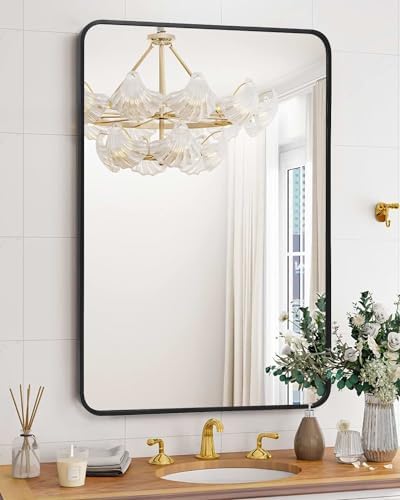 IDEALHOUSE 48x30 Inch HD Matte Black Wall Mirror