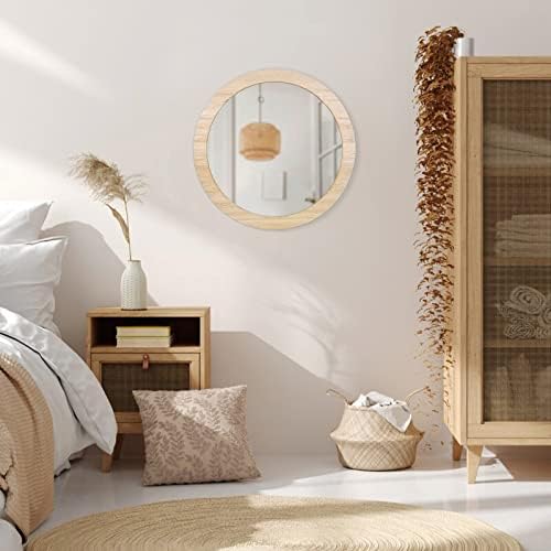 JJUUYOU 16 Round Farmhouse Wall Mirror with Wood Frame