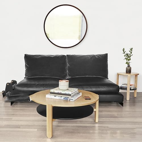 LXP Round Makeup Mirror with Wooden Frame 40cm