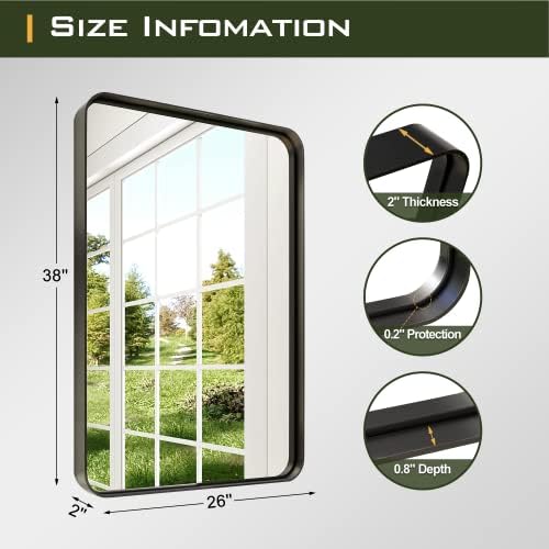 NicBex 38x26 Inch Black Bathroom Vanity Mirror