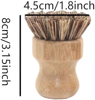 Pack of 2 Bamboo Round Scrub Brushes for Pots Pans and Dishes