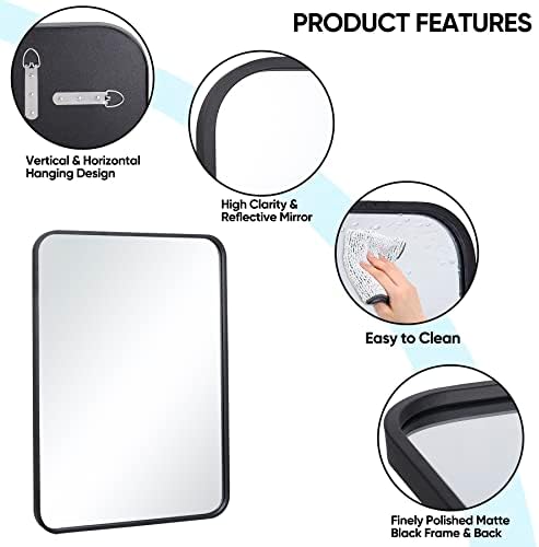 SUPER DEAL 22x30 Inch Black Wall Mirror for Bathroom and Entryway