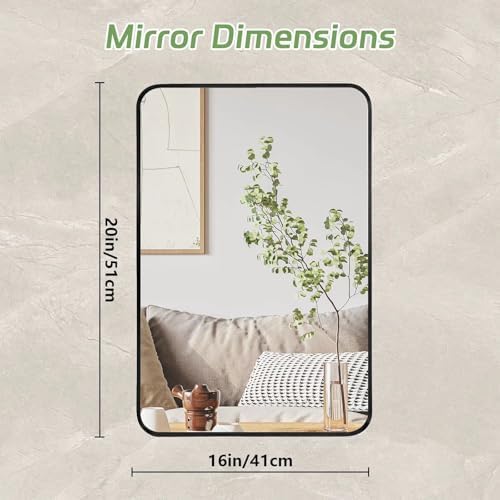 Black Framed Mirror for Bathroom Vanity 16x20in