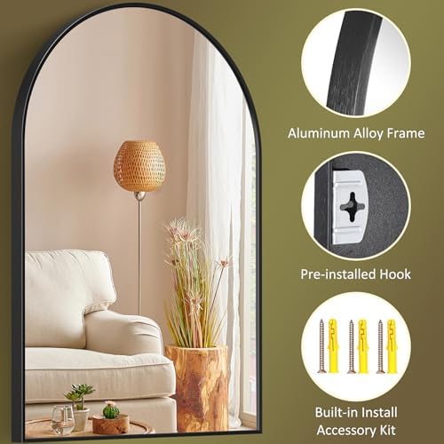 ZenStyle 24x36 Arch Bathroom Mirror with Metal Frame
