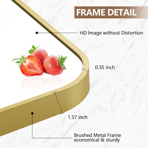 16x20 Inch Gold Mirror with Brushed Brass Frame
