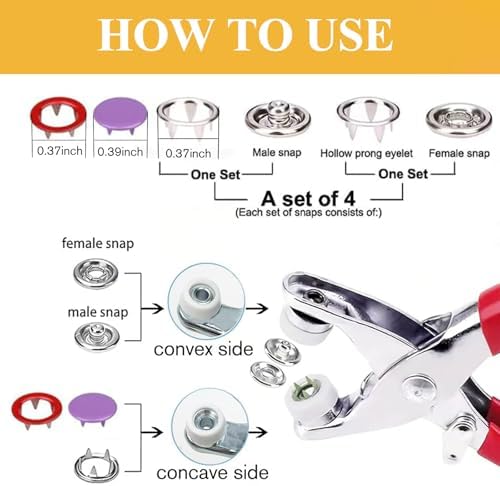 MIFOLEU 100 Sets Fabric Snaps with Pliers Tool Kit