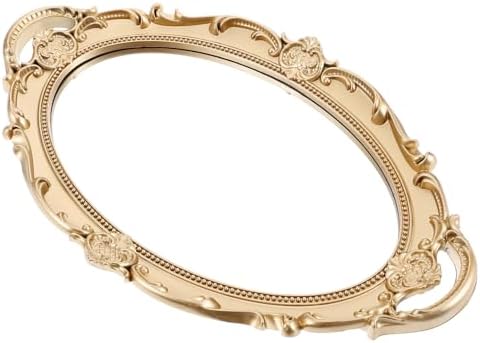 GLEAVI Baroque Wall Mirror with Gold Frame and Glass Tray