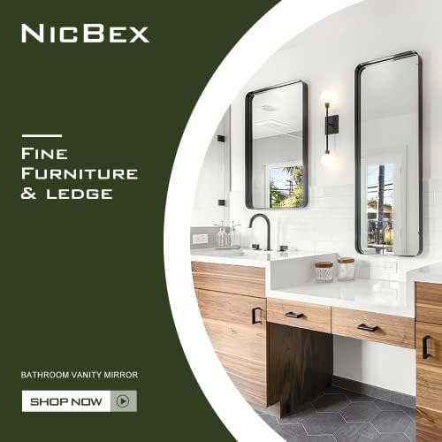 NicBex 38x26 Inch Black Bathroom Vanity Mirror