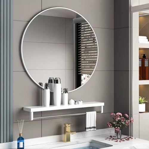 LTSRLL Wall Mounted HD Mirror with Folding Shelf