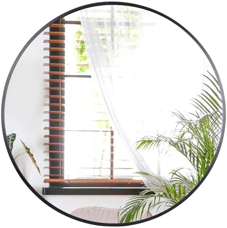 Zeny 18 Inch Round Wall Mirror with Black Frame 1