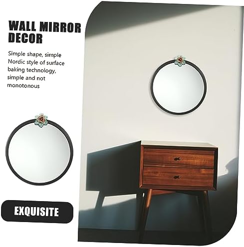 Unomor Nordic Wall Mounted Iron Mirror with Floral Design