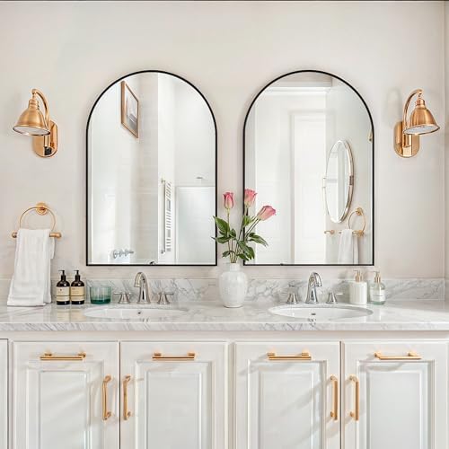 SUPER DEAL 24x36 Inch Arch Black Bathroom Mirror