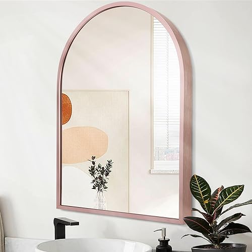 Arch Bathroom Mirror with Rose Gold Frame 16x12