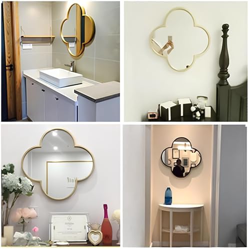 NOIRDA Four Leaf Clover Wall Mirror 40CM Black