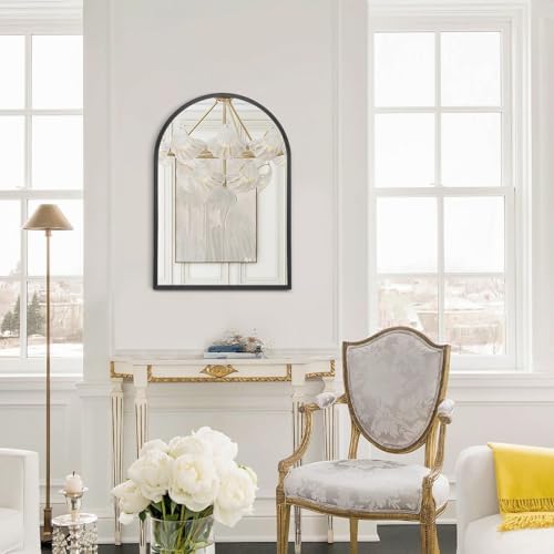 HLFMVWE Arch Bathroom Mirror 20x16 Black Metal Frame
