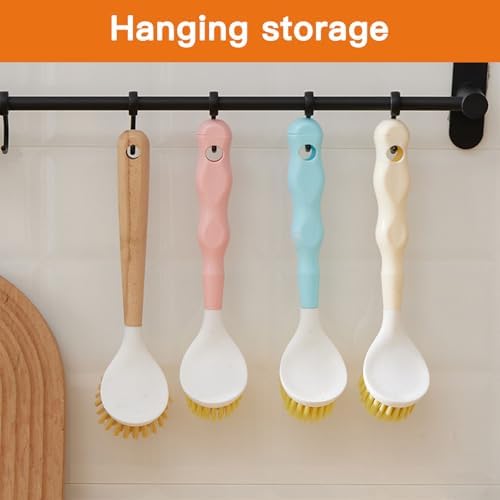 2 Pack Wok Brush and Cast Iron Brush for Kitchen Cleaning Khaki