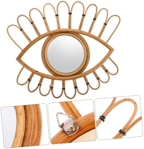 GOOHOCHY Boho Rattan Wall Mirror with Unique Eye Shape