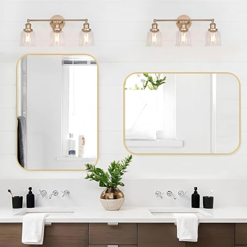 Brushed Gold Mirror 16x20 Inch Aluminum Frame