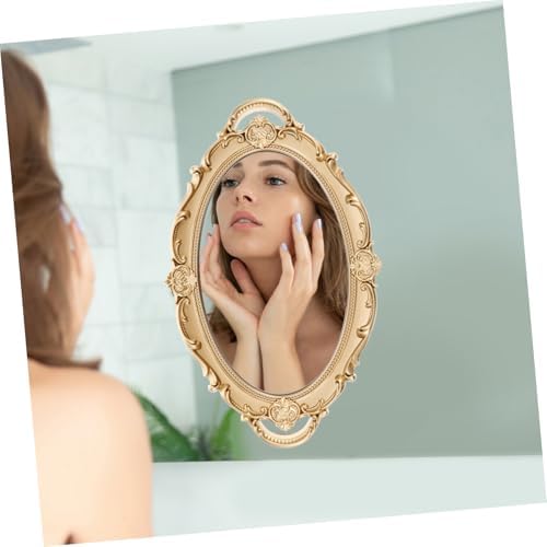 GLEAVI Baroque Wall Mirror with Gold Frame and Glass Tray