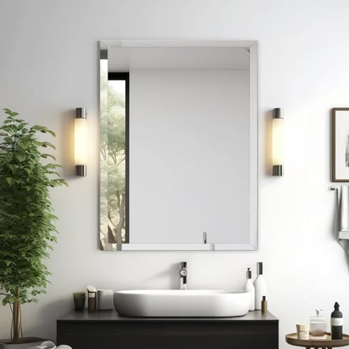 16x20 Frameless Beveled Mirror for Bathroom and Entryway