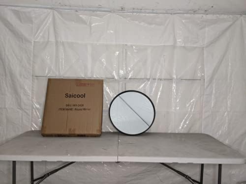 Saicool 18-Inch Black Circle Wall Mirror with Metal Frame
