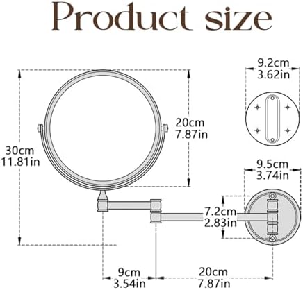 Wall Mounted Makeup Mirror 8 Brass Double-Sided with 3X Magnification