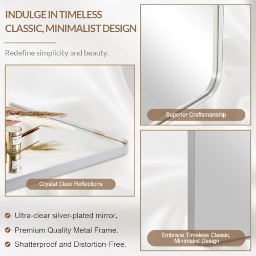 ANDY STAR Brushed Nickel 30x48 Bathroom Mirror