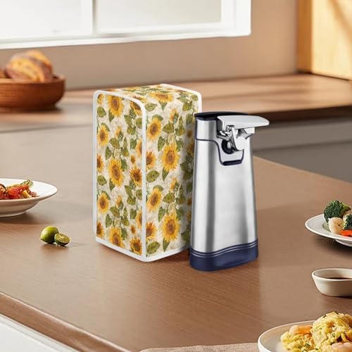 NETILGEN Can Opener Dust Cover with Retro Sunflower Leaf Design 1