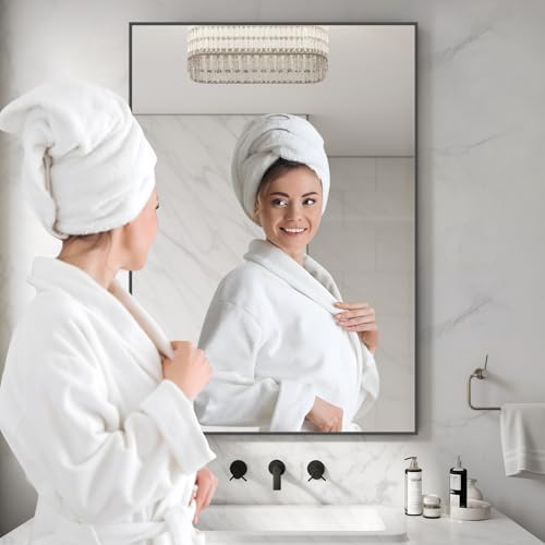 HOMECOOKIN Black Metal Bathroom Mirror 28x40 Inch