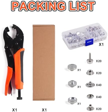HEY FOLY Snap Fastener Tool Set 40 Pieces 15mm Stainless