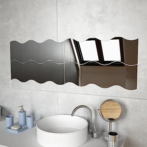 vidaXL Waveform Transparent Wall Mirrors Set of 4 1