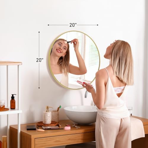 Modern Round Wall Mirror with Brushed Aluminum Frame