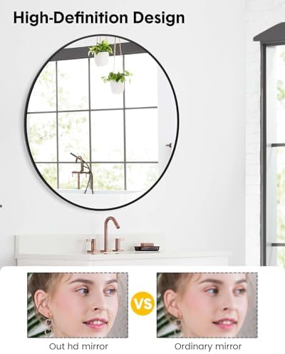 18 Inch Black Round Shatterproof Wall Mirror