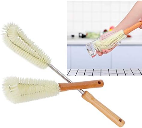 2Pcs Wooden Handle Bottle Brush for Cleaning Cups Glasses Sinks