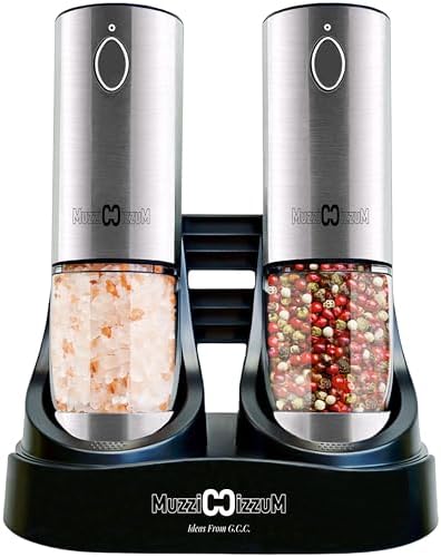 Electric Salt Pepper Grinder Set with USB Charging Base