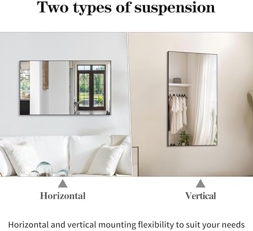 WONSTART 40x24 Black Aluminum Wall Mirror