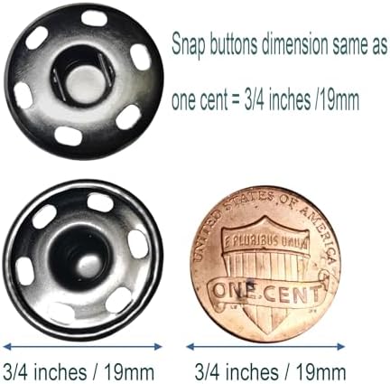 JOSDIOX 34 Gunmetal Snap Buttons 50 Sets