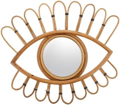 GOOHOCHY Boho Rattan Wall Mirror with Unique Eye Shape