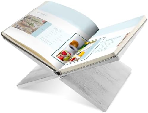 Geetery Bamboo Book Stand for Cookbooks Textbooks White
