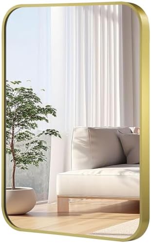 16x20 Inch Gold Mirror with Brushed Brass Frame