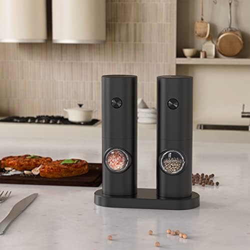 KIEKRO Electric Salt Pepper Grinder Set with LED Light and Adjustable Coarseness