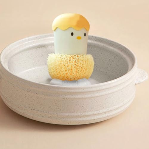 Cute Eggshell Dish Scrub Brush with Ergonomic Grip