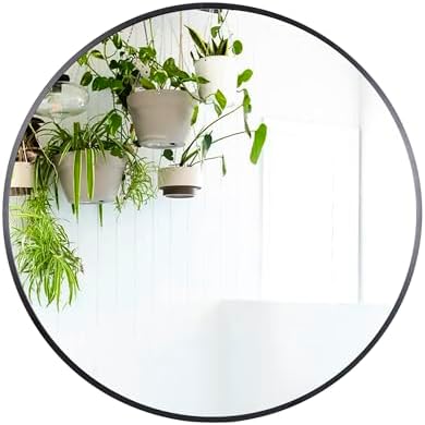 Zeny 18 Inch Round Wall Mirror with Black Frame 1