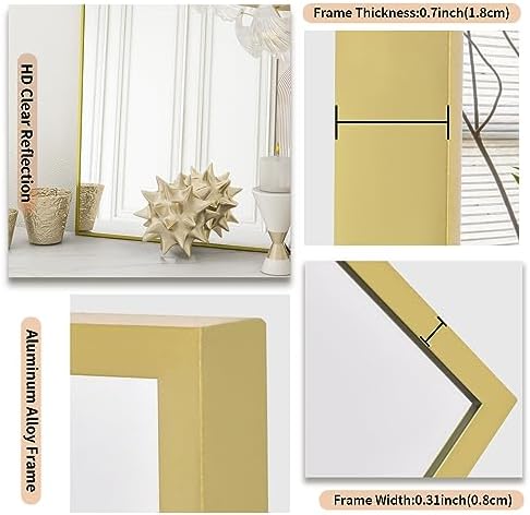 Koonmi Gold Rectangle Wall Mirror 24x32 Inch 1