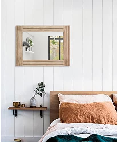 Retro Wooden Wall Mirror 20x16 Inches