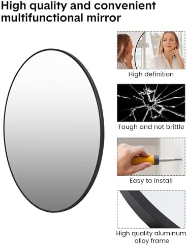 18 Inch Black Round Shatterproof Wall Mirror